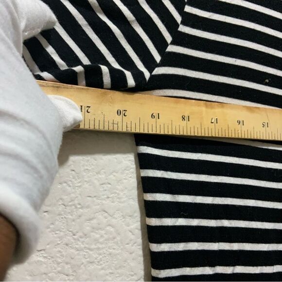 Cupio Black with White Stripes Knit Tee long sleeves size M back ties accents - Picture 7 of 8